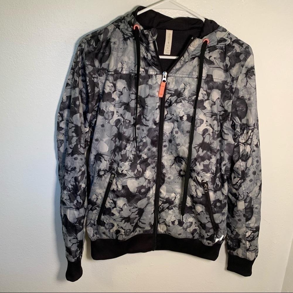 Ideology Full Zip Athletic Black Gray Floral - Picture 2 of 9